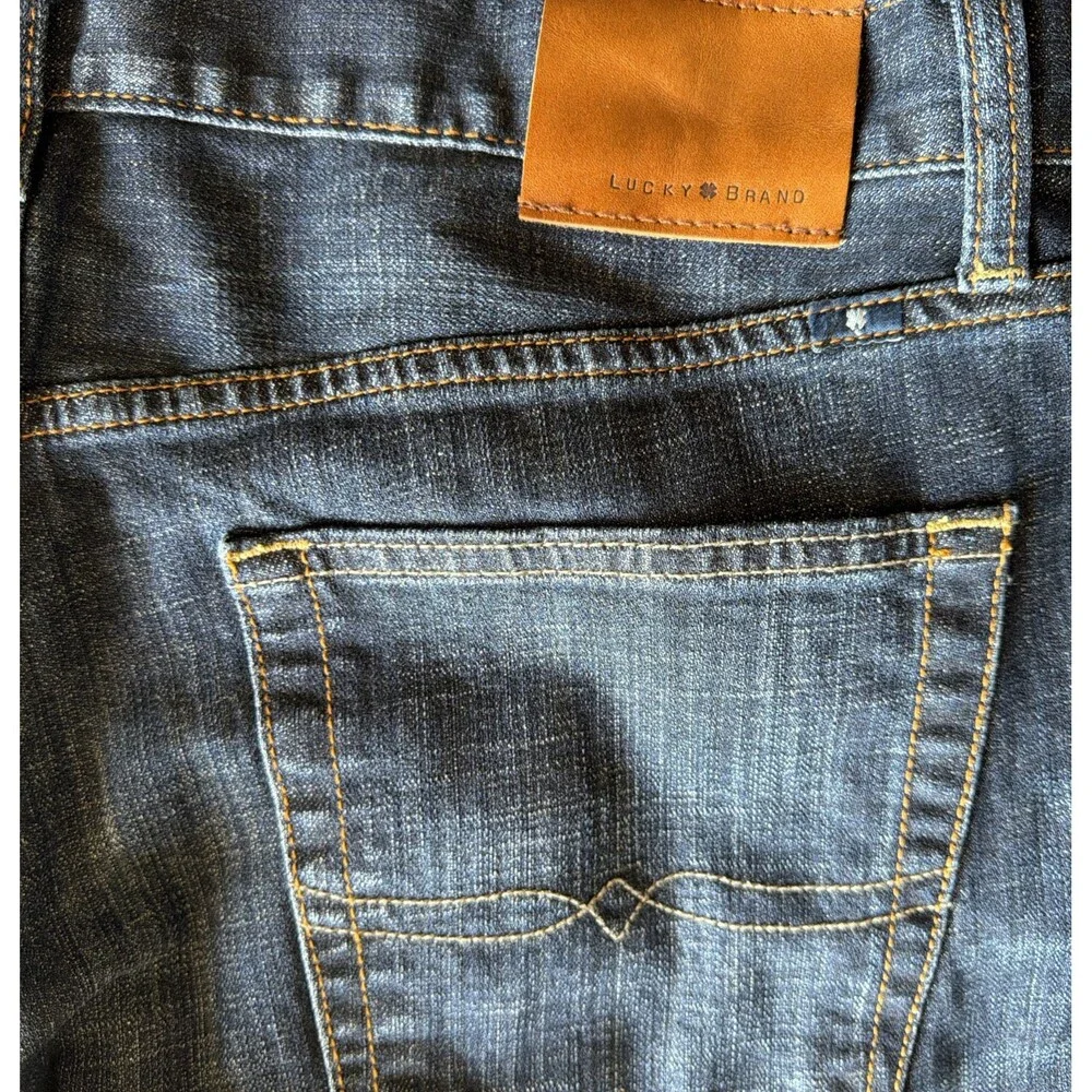 Lucky Brand 221 Original Straight Jeans Mens 34x32 Blue Dark Wash Denim Stretch